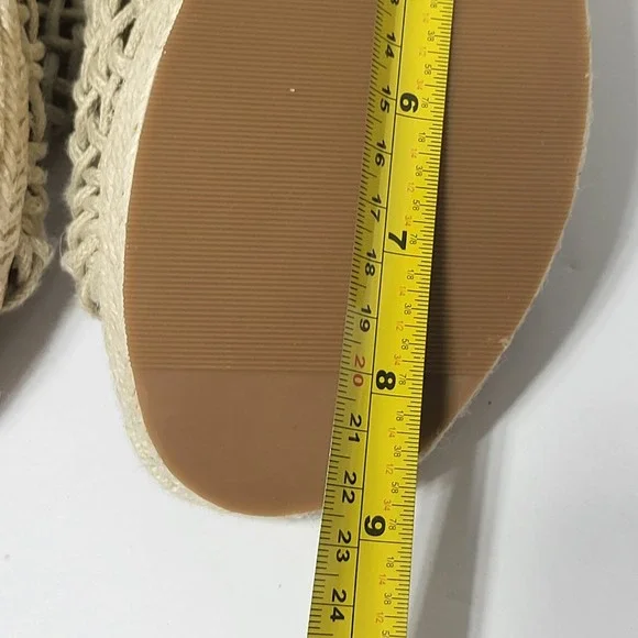 Woven Crochet Espadrille Wedge Sandals Beige Platform Mule Heels Womens 8 - Picture 7 of 7